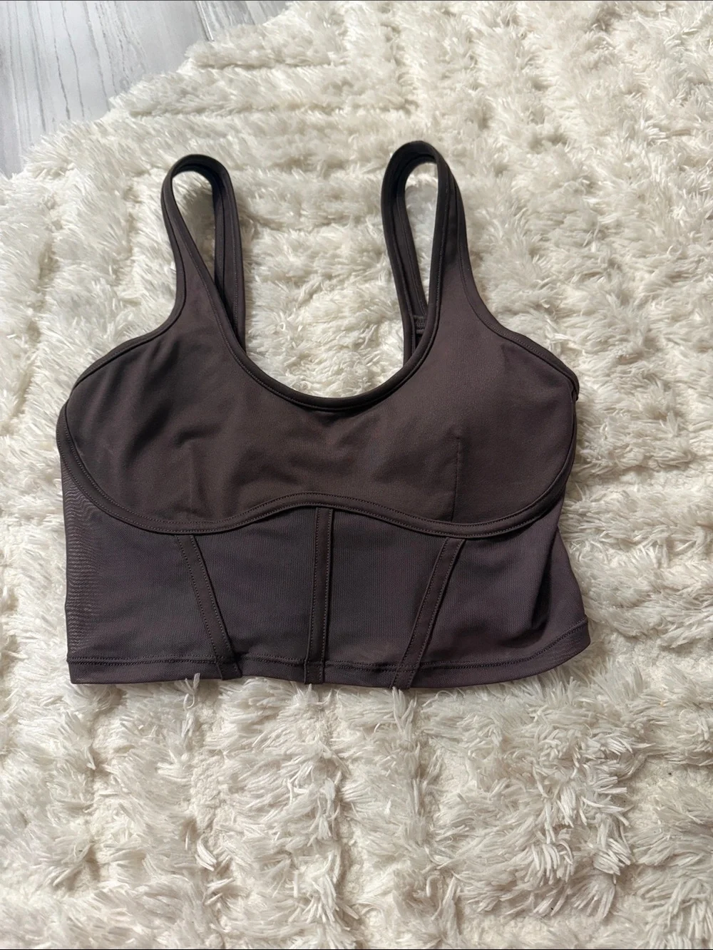 ALO Yoga Raisin Mesh Corset Tank in Raisin Brown